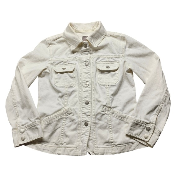J. Jill Jackets & Blazers - J.‎ Jill Denim Jacket Womens XS Cream Stretch Cotton Button Front Trucker Coat